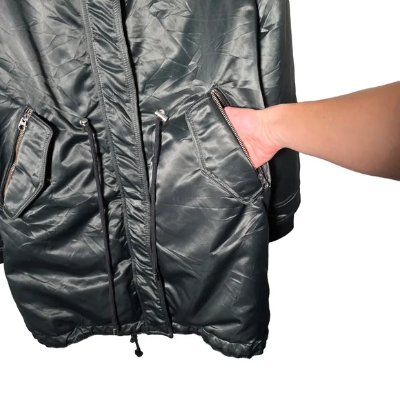 Mackage Small Down Parka Real Fur Trim Hood Long Puffer Coat Dark Green Womens S - Picture 6 of 16